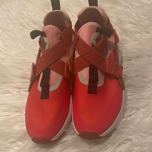Size 7.5 orange pink and burgundy practically new worn once